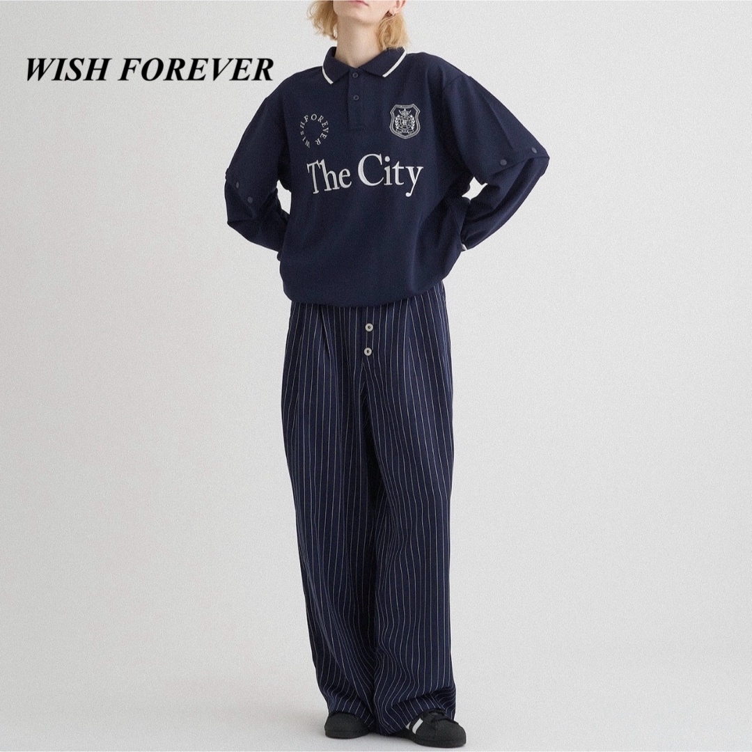 WISH FOR EVER】ワイドタックボタン フライスラックス WISH FOR EVER】ワイドタックボタン フライスラックス