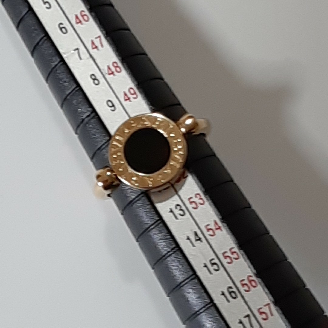 BVLGARI - ブルガリ K18YG リング フリップ オニキス/珊瑚 #50の BVLGARI - ブルガリ K18YG リング フリップ オニキス/珊瑚 #50の