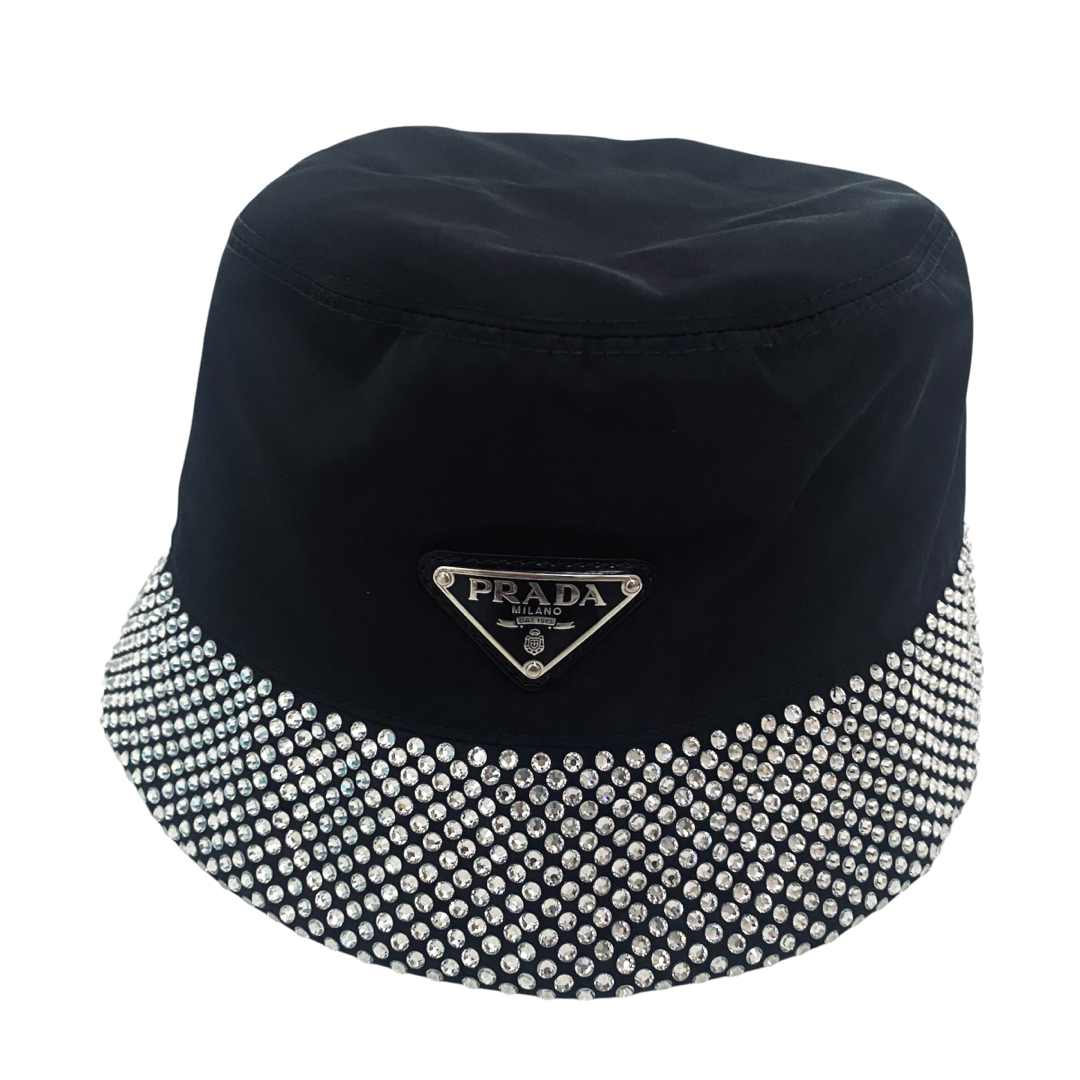 PRADA - 極美品 プラダ バケットハット 帽子 三角ロゴ ビジュー PRADA - 極美品 プラダ バケットハット 帽子 三角ロゴ ビジュー