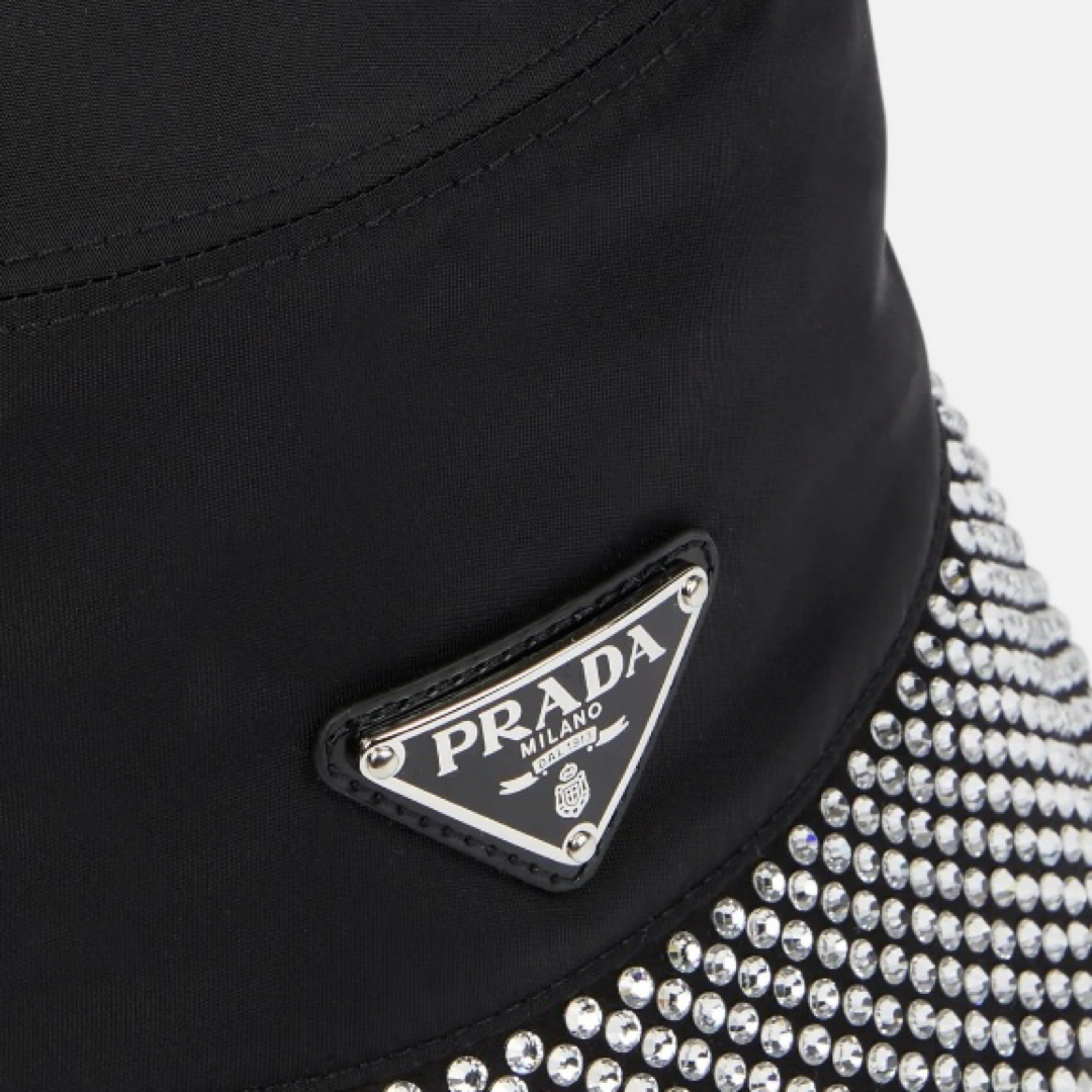 PRADA - 極美品 プラダ バケットハット 帽子 三角ロゴ ビジュー PRADA - 極美品 プラダ バケットハット 帽子 三角ロゴ ビジュー