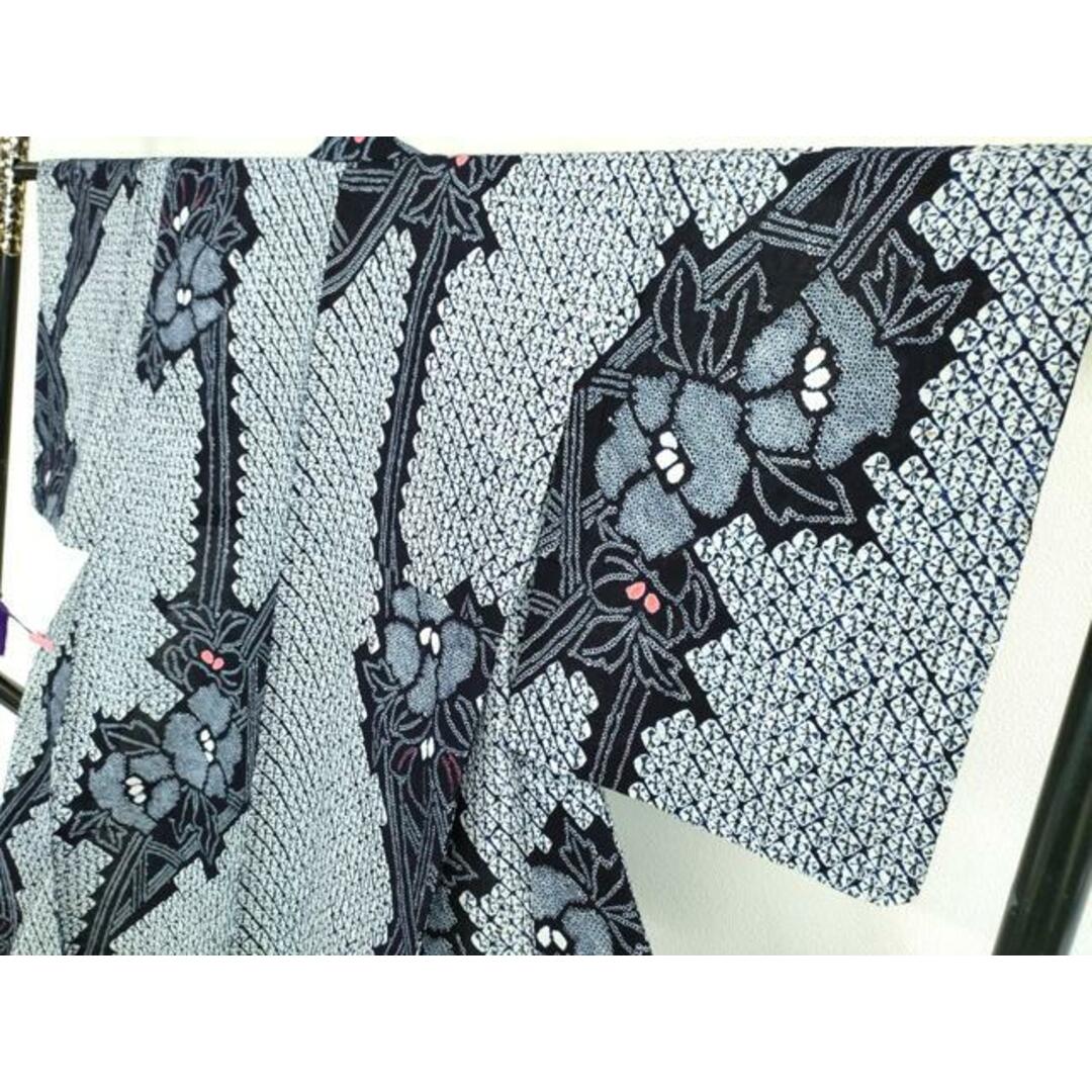 平和屋本店□極上 夏物 浴衣 有松鳴海絞り 草花文 綿 逸品