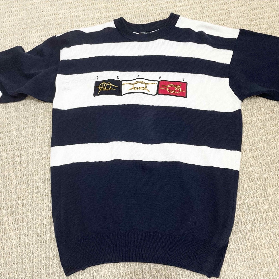 Dunhill - サイズM ダンヒル 長袖コットンニット 黒 白 刺繍 Dunhill - サイズM ダンヒル 長袖コットンニット 黒 白 刺繍