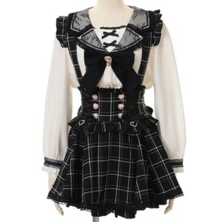 LIZ LISA - LIZLISA はしごリボンチェックティアードスカパン の LIZ LISA - LIZLISA はしごリボンチェックティアードスカパン の