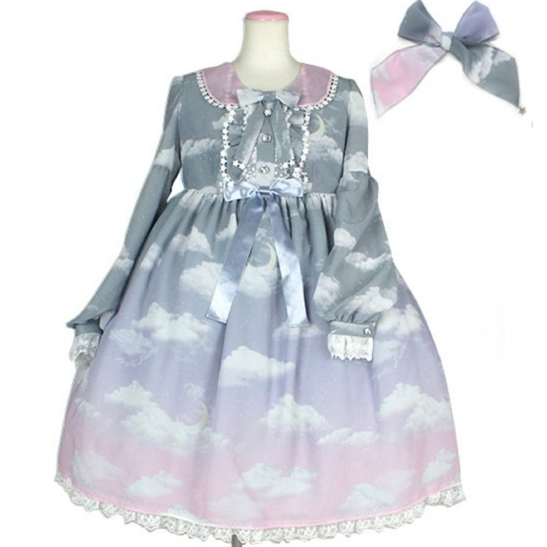 Angelic Pretty - 2点セット♡Misty Sky♡ワンピース&クリップ Angelic Pretty - 2点セット♡Misty Sky♡ワンピース&クリップ