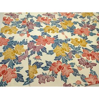 平和屋着物■上質な小紋　型染め　草花文　阪急扱い　正絹　逸品　DAAP8053zy(着物)