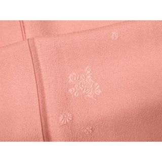 平和屋着物■上質な色無地　刺繍　桃色　舞花文　正絹　逸品　CAAP2936eg(着物)