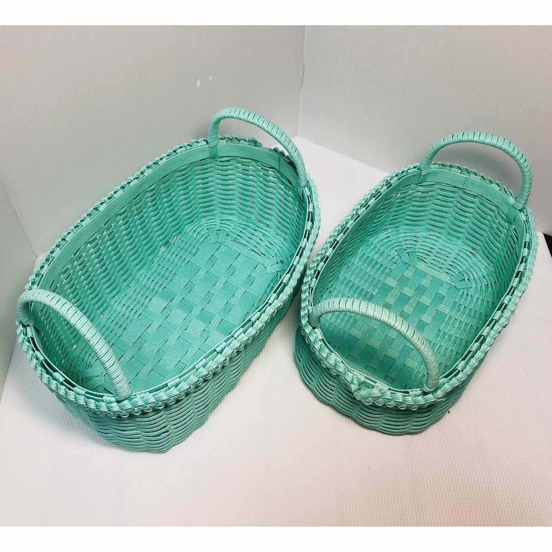 334.エコクラフトバスケット2個セット ミント系の通販 by 334.エコクラフトバスケット2個セット ミント系の通販 by