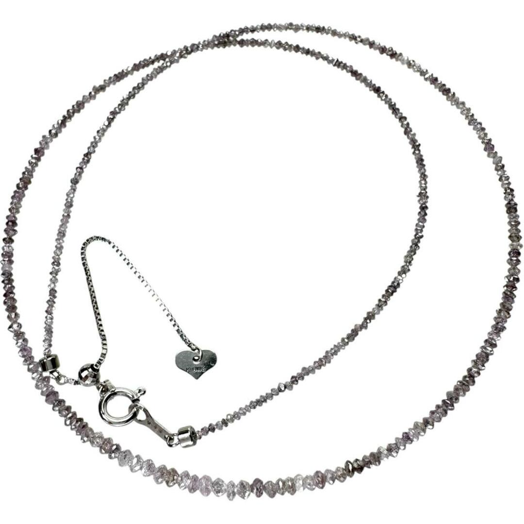 ネックレス ディスクカット K18WG ピンクダイヤモンド
