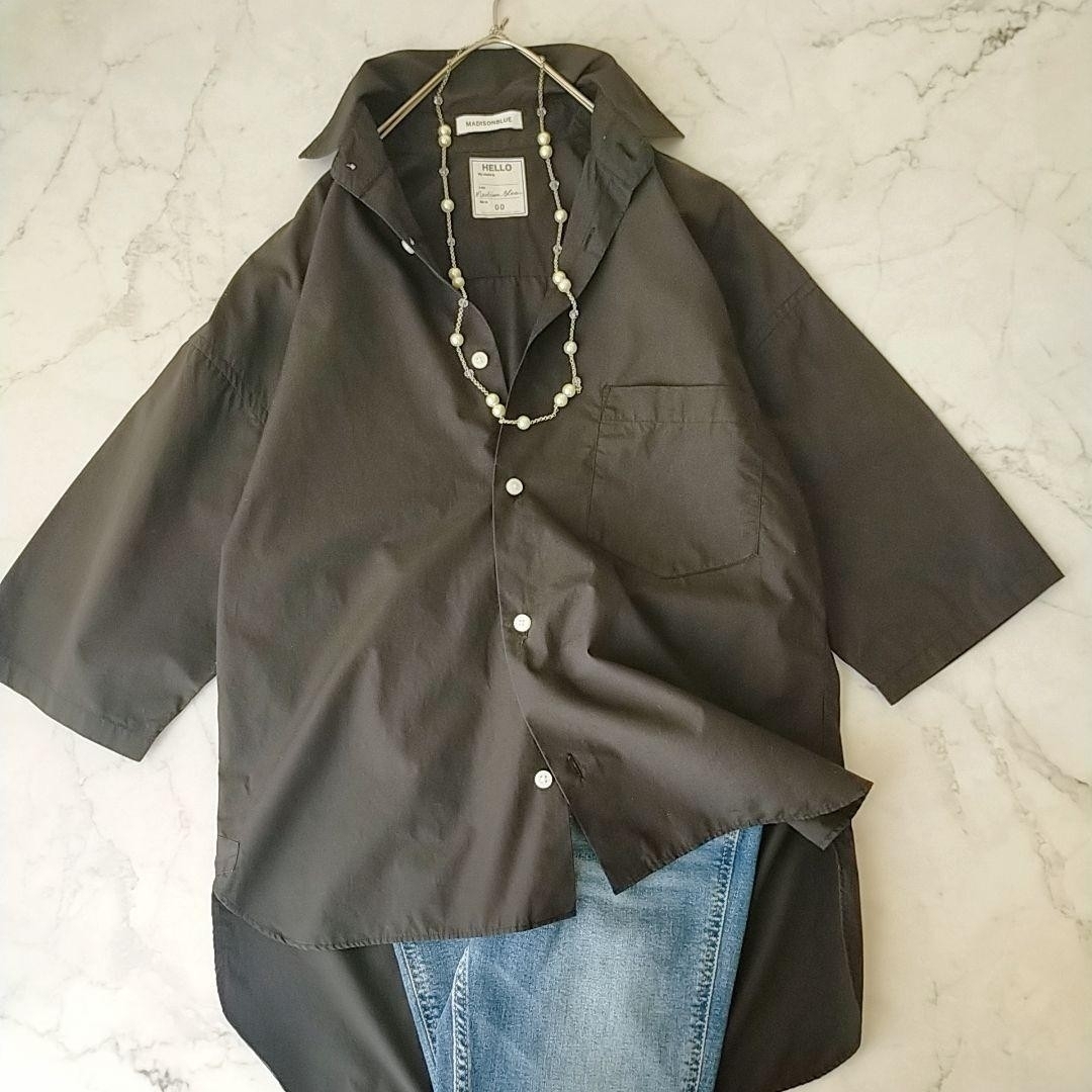 MADISONBLUE - マディソンブルー J.BRADLEY SHIRT ブラック 七分 MADISONBLUE - マディソンブルー J.BRADLEY SHIRT ブラック 七分