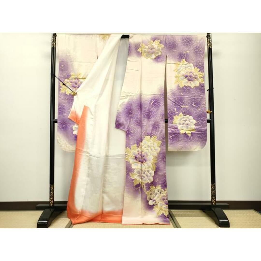 平和屋着物□豪華振袖 駒刺繍 牡丹文 暈し染め 金彩 正絹 逸品 平和屋着物□豪華振袖 駒刺繍 牡丹文 暈し染め 金彩 正絹 逸品