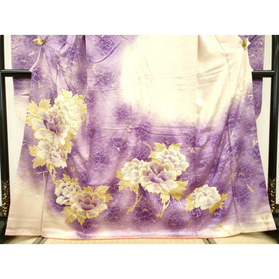 平和屋着物□豪華振袖 駒刺繍 牡丹文 暈し染め 金彩 正絹 逸品 平和屋着物□豪華振袖 駒刺繍 牡丹文 暈し染め 金彩 正絹 逸品