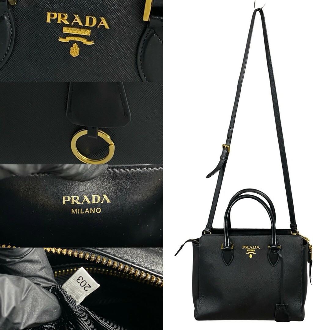 PRADA - 極 美品 PRADA プラダ ロゴ 金具 サフィアーノ レザー PRADA - 極 美品 PRADA プラダ ロゴ 金具 サフィアーノ レザー