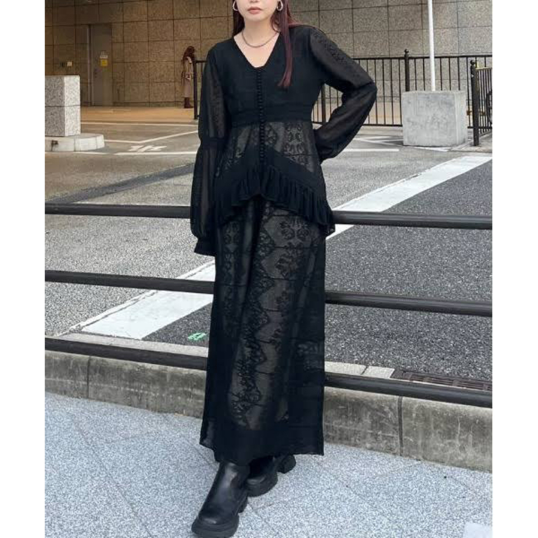 Ameri VINTAGE - UND SWITCH FLARE KNIT DRESS ブラック Mサイズ Ameri VINTAGE - UND SWITCH FLARE KNIT DRESS ブラック Mサイズ