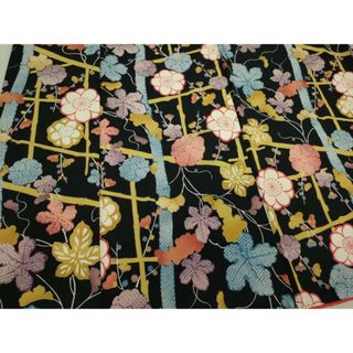 平和屋着物■上質な小紋　鹿の子枝梅文　黒地　正絹　逸品　DAAO5450zy(着物)