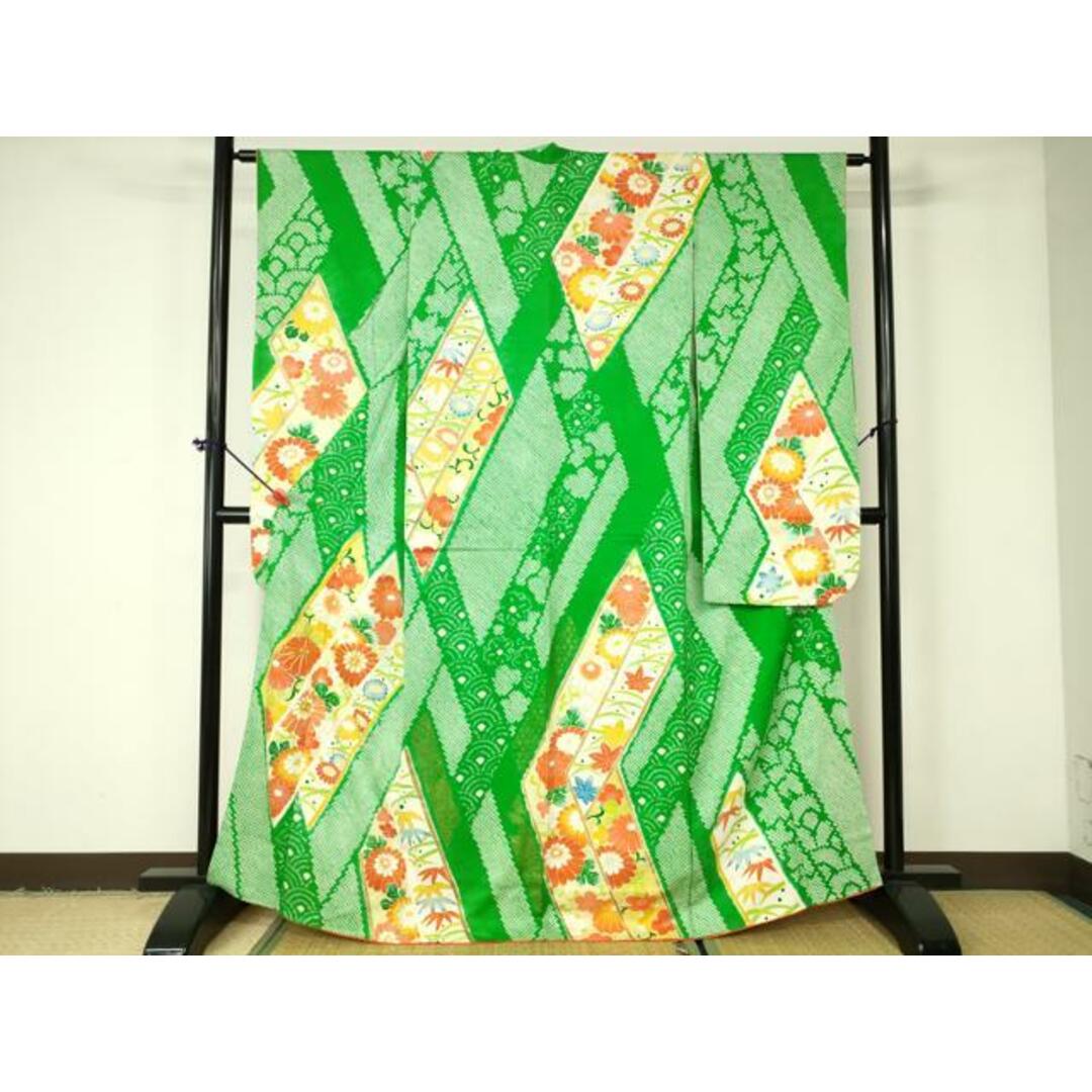 平和屋着物□豪華振袖 駒刺繍 絞り 吉祥草花文 金彩 正絹 逸品 平和屋着物□豪華振袖 駒刺繍 絞り 吉祥草花文 金彩 正絹 逸品
