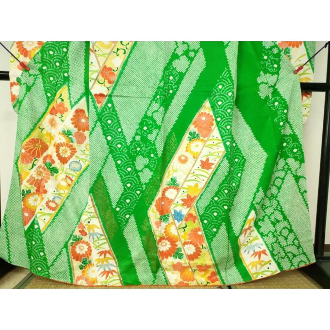 平和屋着物□豪華振袖 駒刺繍 絞り 吉祥草花文 金彩 正絹 逸品 平和屋着物□豪華振袖 駒刺繍 絞り 吉祥草花文 金彩 正絹 逸品