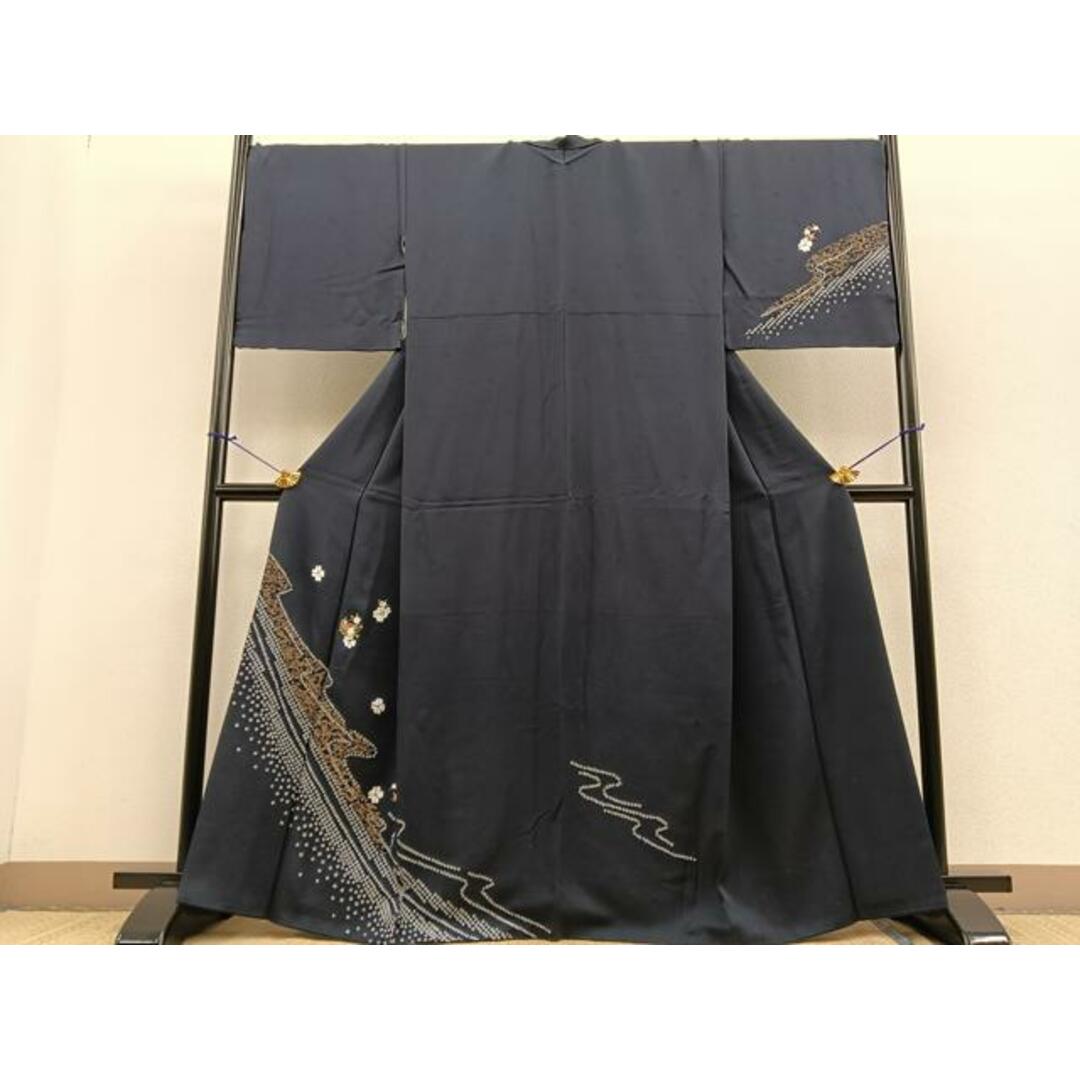 平和屋着物□訪問着 絞り 刺繍 流水花文 金彩 正絹 逸品 平和屋着物□訪問着 絞り 刺繍 流水花文 金彩 正絹 逸品