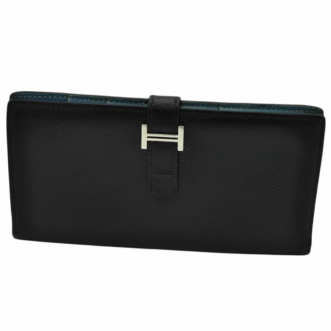 HERMES - HERMES ベアン エプソン バイカラー 長財布 □K刻印の HERMES - HERMES ベアン エプソン バイカラー 長財布 □K刻印の