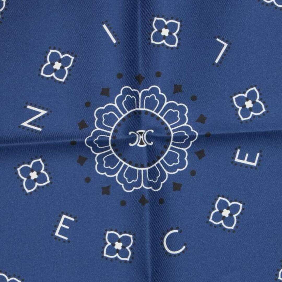 CELINE ネイビー ペイズリー シルクスカーフ CELINE ネイビー ペイズリー シルクスカーフ