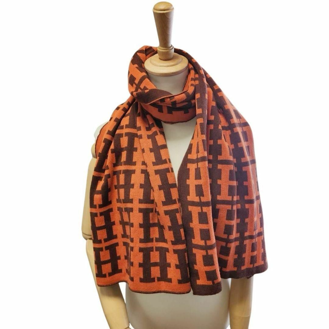 HERMES - 【美品】エルメス H柄 リバーシブル マフラー ウール HERMES - 【美品】エルメス H柄 リバーシブル マフラー ウール