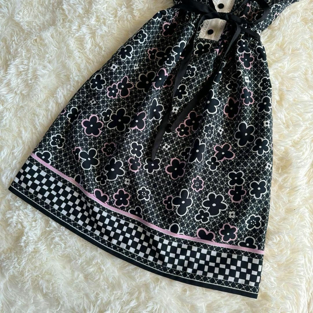 HANAE MORI - 美品 ハナエモリ 花柄プリント 配色 ノースリーブ HANAE MORI - 美品 ハナエモリ 花柄プリント 配色 ノースリーブ