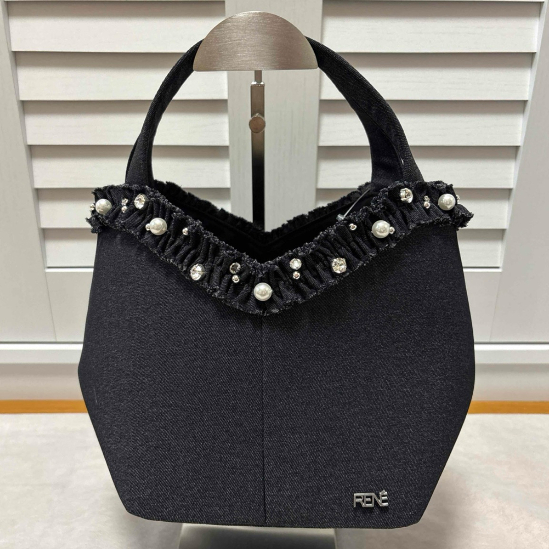 René(ルネ)の新品 ルネ デニム バッグ ブラック レディースのバッグ(トートバッグ)の商品写真