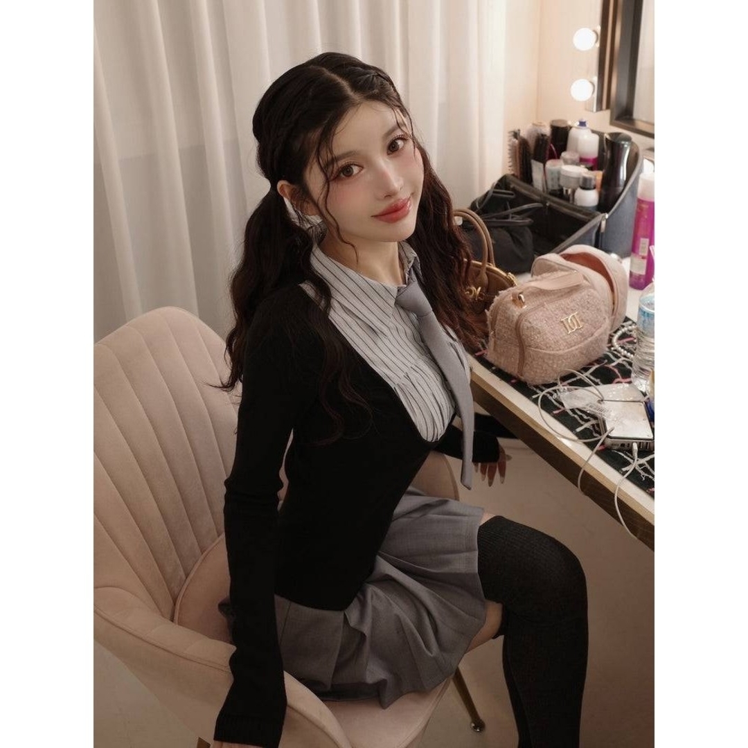 Darich - ダーリッチ シャツドッキングニットミニワンピース Darich - ダーリッチ シャツドッキングニットミニワンピース