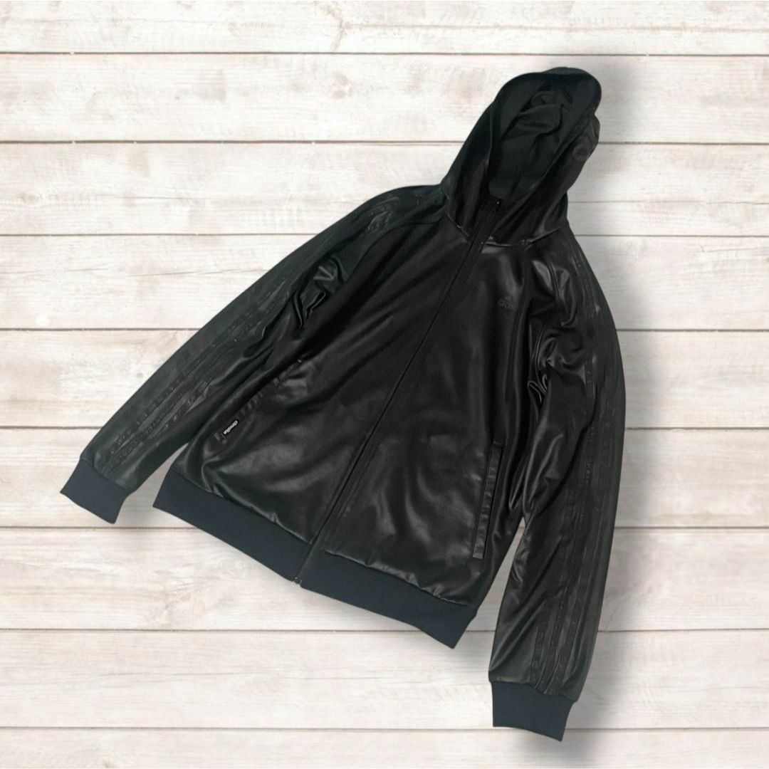 adidas - adidas フェイクレザー トラックジャケット スリー adidas - adidas フェイクレザー トラックジャケット スリー
