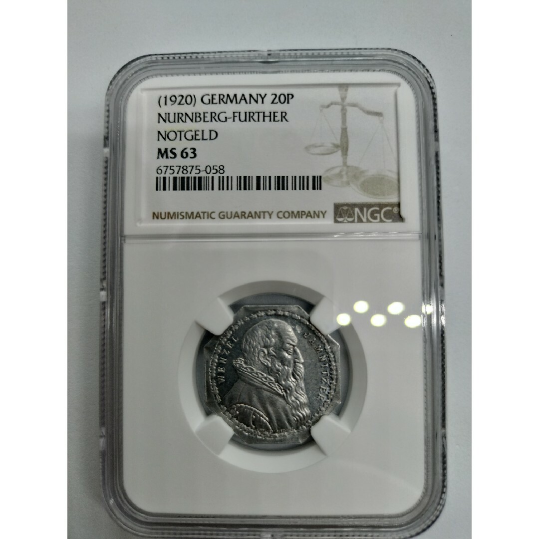 NGC MS63 1920年 ドイツ ヴェンツェル・ヤムニッツァー 八角形 2 NGC MS63 1920年 ドイツ ヴェンツェル・ヤムニッツァー 八角形 2