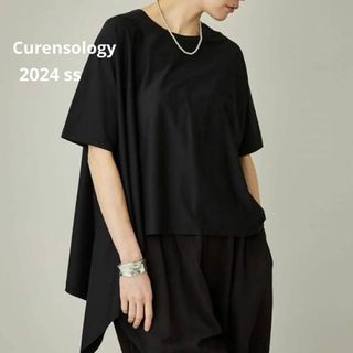 カレンソロジー(Curensology)の美品⁂カレンソロジー⁂ イレギュラーヘムTEE プルオーバー　ブラック　2024(カットソー(半袖/袖なし))
