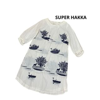 SUPER HAKKA - スーパーハッカ ワンピース チュニック 白 刺繍の SUPER HAKKA - スーパーハッカ ワンピース チュニック 白 刺繍の
