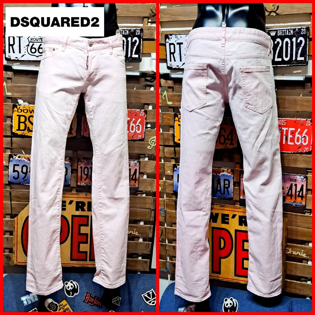 DSQUARED2 - Dsquared2 ストレッチ メタルロゴプレート スリム DSQUARED2 - Dsquared2 ストレッチ メタルロゴプレート スリム