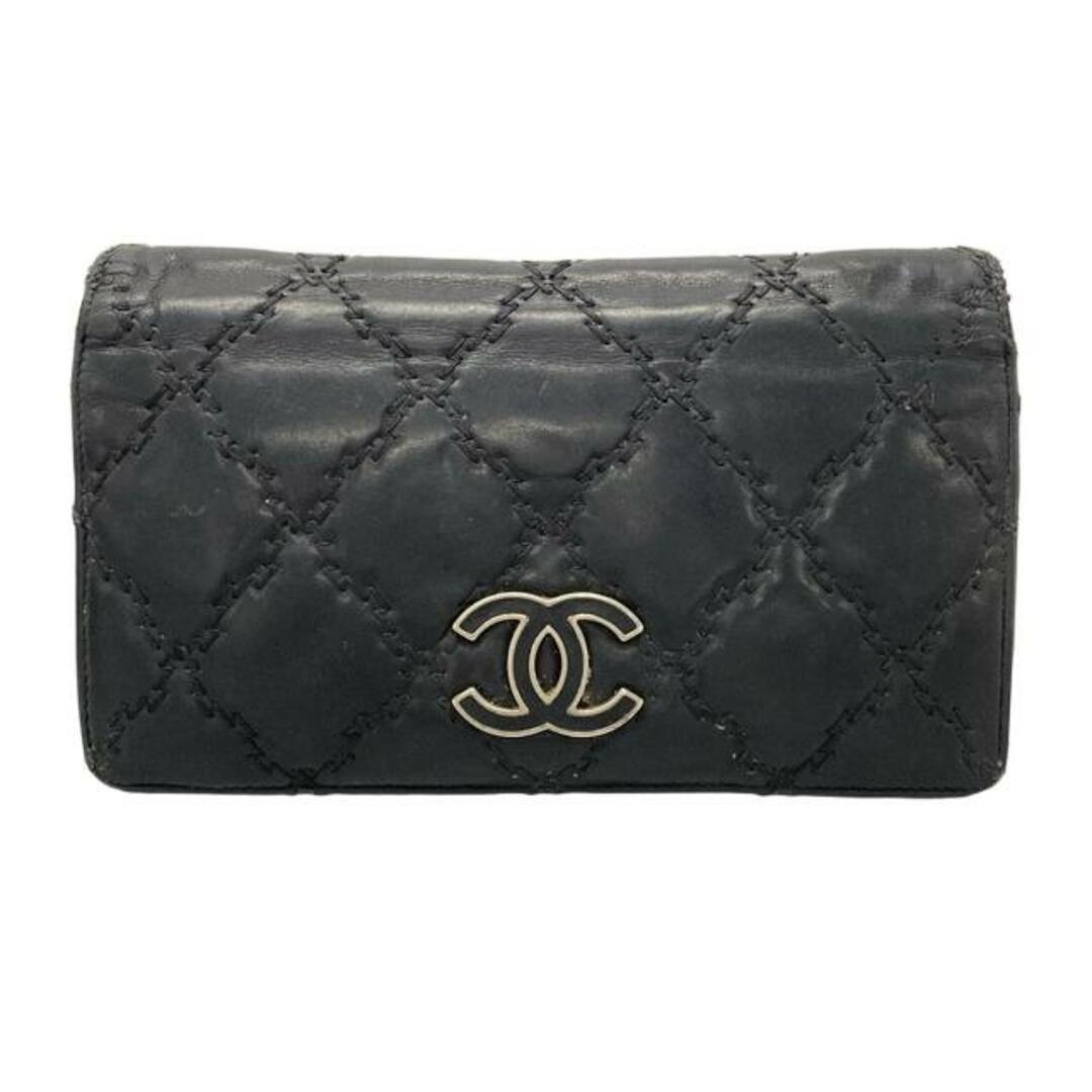 CHANEL - CHANEL(シャネル) 長財布 ワイルドステッチ 黒 ココ CHANEL - CHANEL(シャネル) 長財布 ワイルドステッチ 黒 ココ