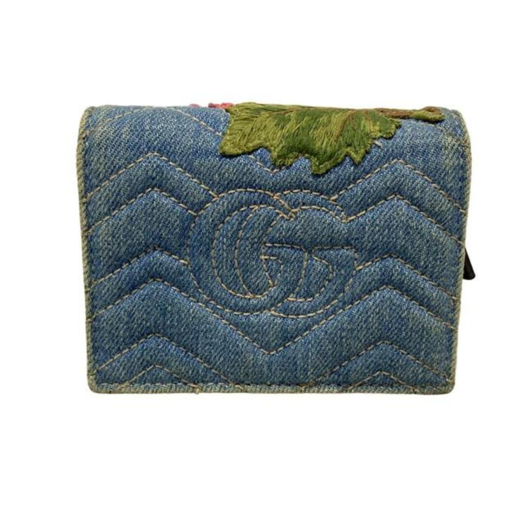 GUCCI - GUCCI(グッチ) 2つ折り財布 GGマーモント 466492 ブルー GUCCI - GUCCI(グッチ) 2つ折り財布 GGマーモント 466492 ブルー