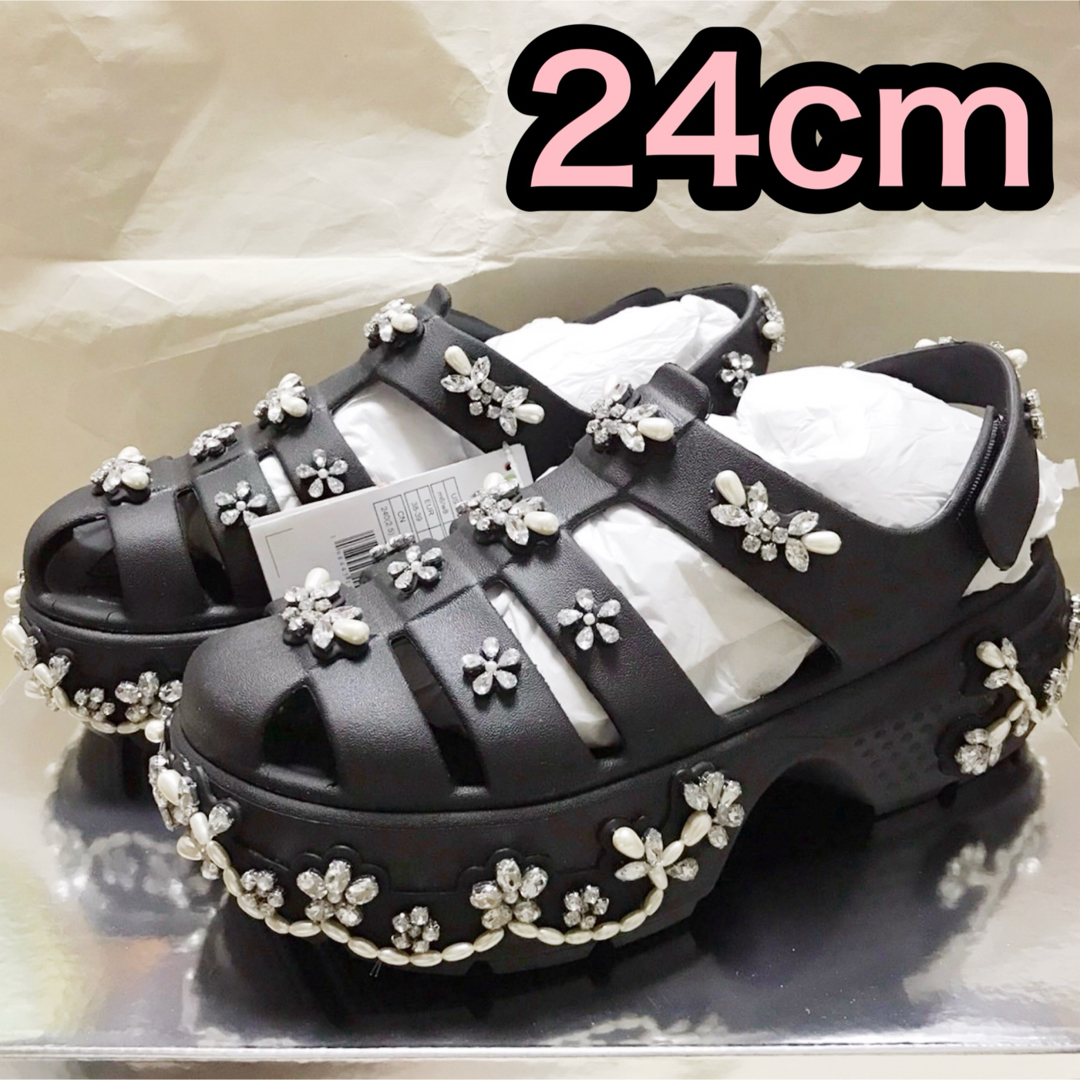 Simone Rocha - SIMONE ROCHA Crocs Stomp Fisherman 厚底 黒の Simone Rocha - SIMONE ROCHA Crocs Stomp Fisherman 厚底 黒の