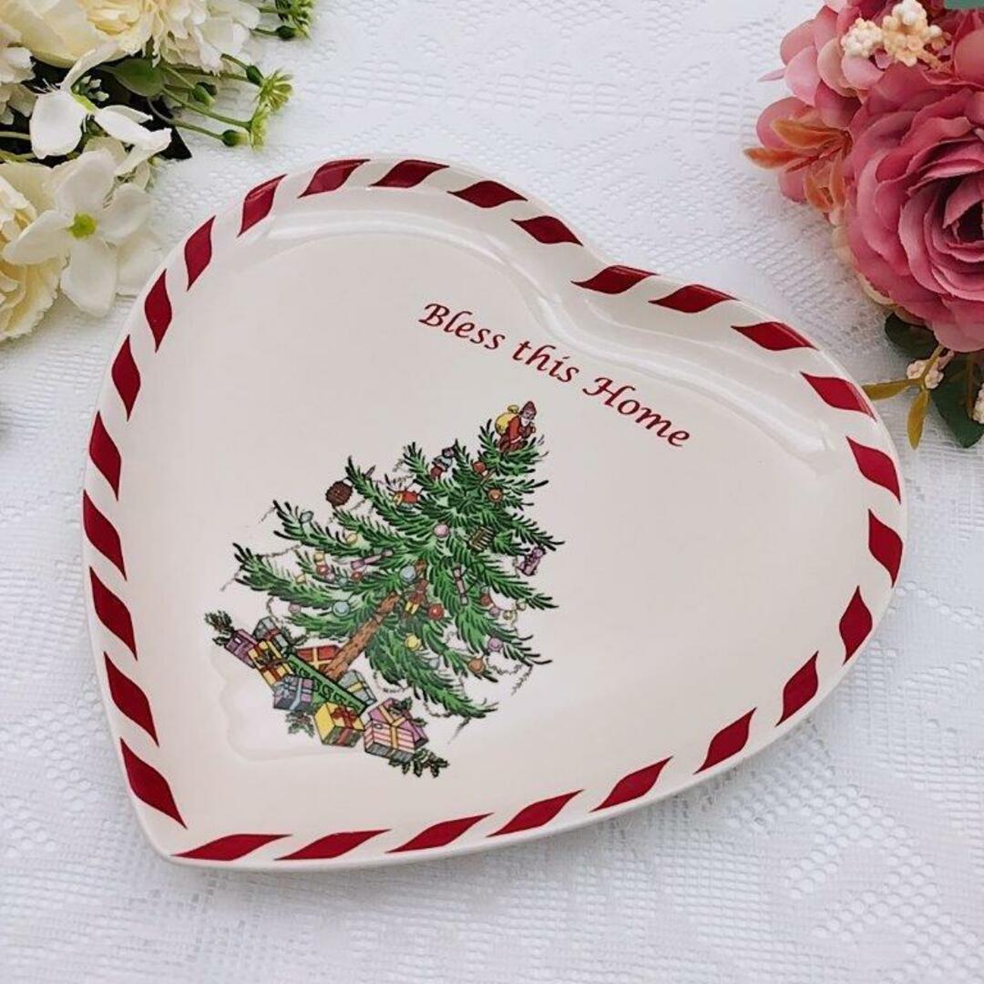 美品 可愛い スポードSPODE クリスマスツリー ハートプレート F1 美品 可愛い スポードSPODE クリスマスツリー ハートプレート F1