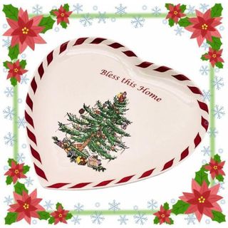 美品 可愛い スポードSPODE クリスマスツリー ハートプレート F1 美品 可愛い スポードSPODE クリスマスツリー ハートプレート F1
