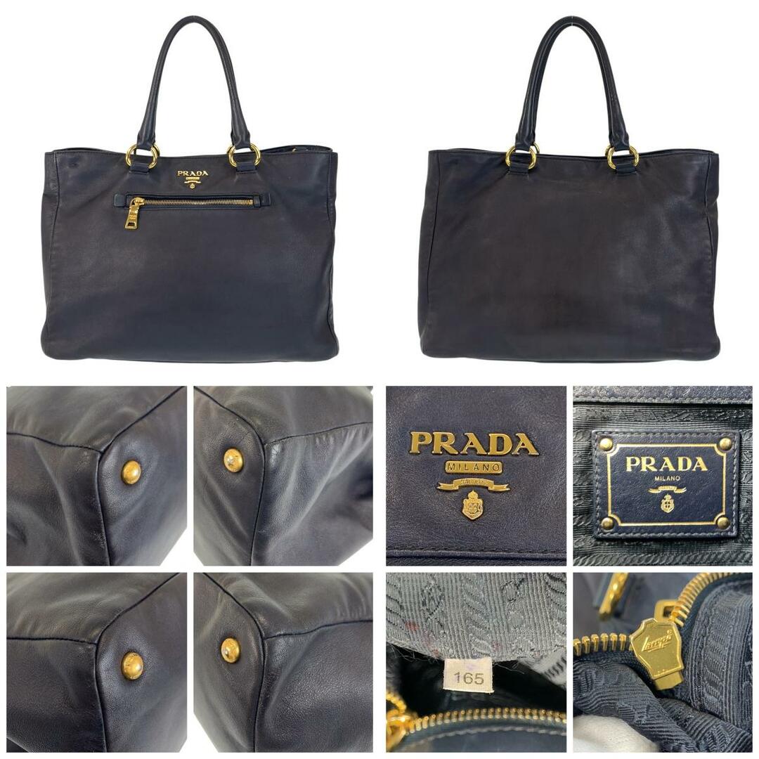 PRADA - 美品 PRADA プラダ ネイビー ゴールド金具 レザー PRADA - 美品 PRADA プラダ ネイビー ゴールド金具 レザー