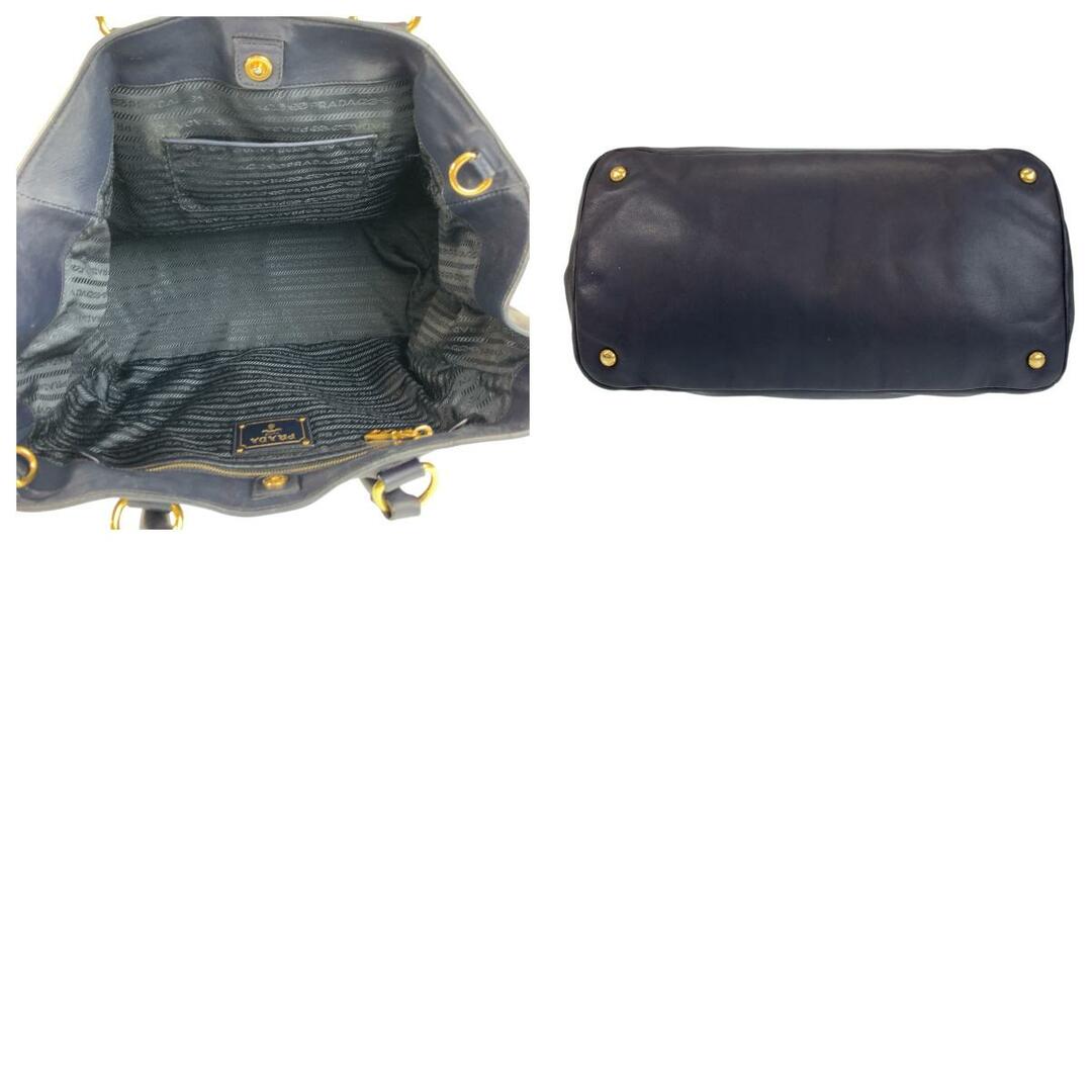 PRADA - 美品 PRADA プラダ ネイビー ゴールド金具 レザー PRADA - 美品 PRADA プラダ ネイビー ゴールド金具 レザー