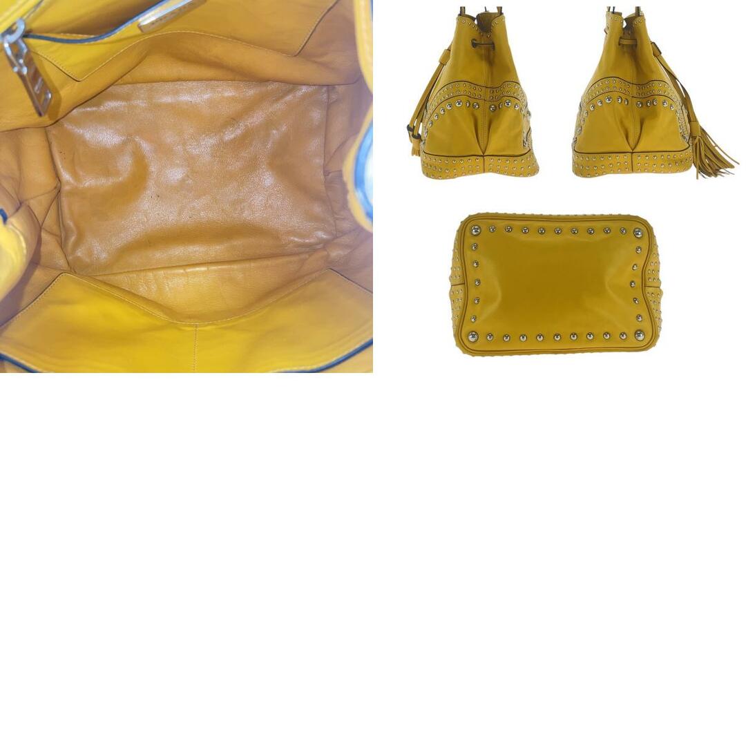 PRADA - PRADA プラダ 三角ロゴプレート イエロー シルバー金具 PRADA - PRADA プラダ 三角ロゴプレート イエロー シルバー金具