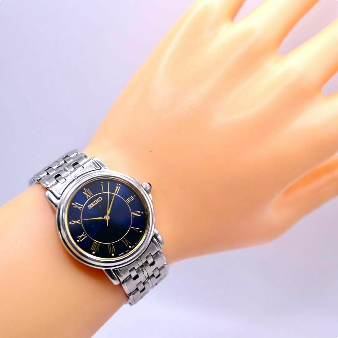 SEIKO - SEIKO ラウンド シルバー ローマン ネイビー メンズ SEIKO - SEIKO ラウンド シルバー ローマン ネイビー メンズ