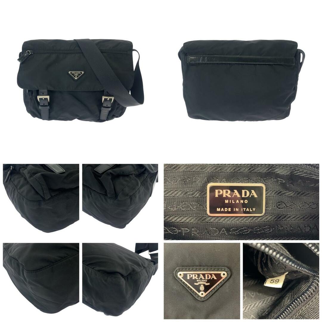 PRADA - 美品 PRADA プラダ テスート 三角ロゴプレート ブラック PRADA - 美品 PRADA プラダ テスート 三角ロゴプレート ブラック