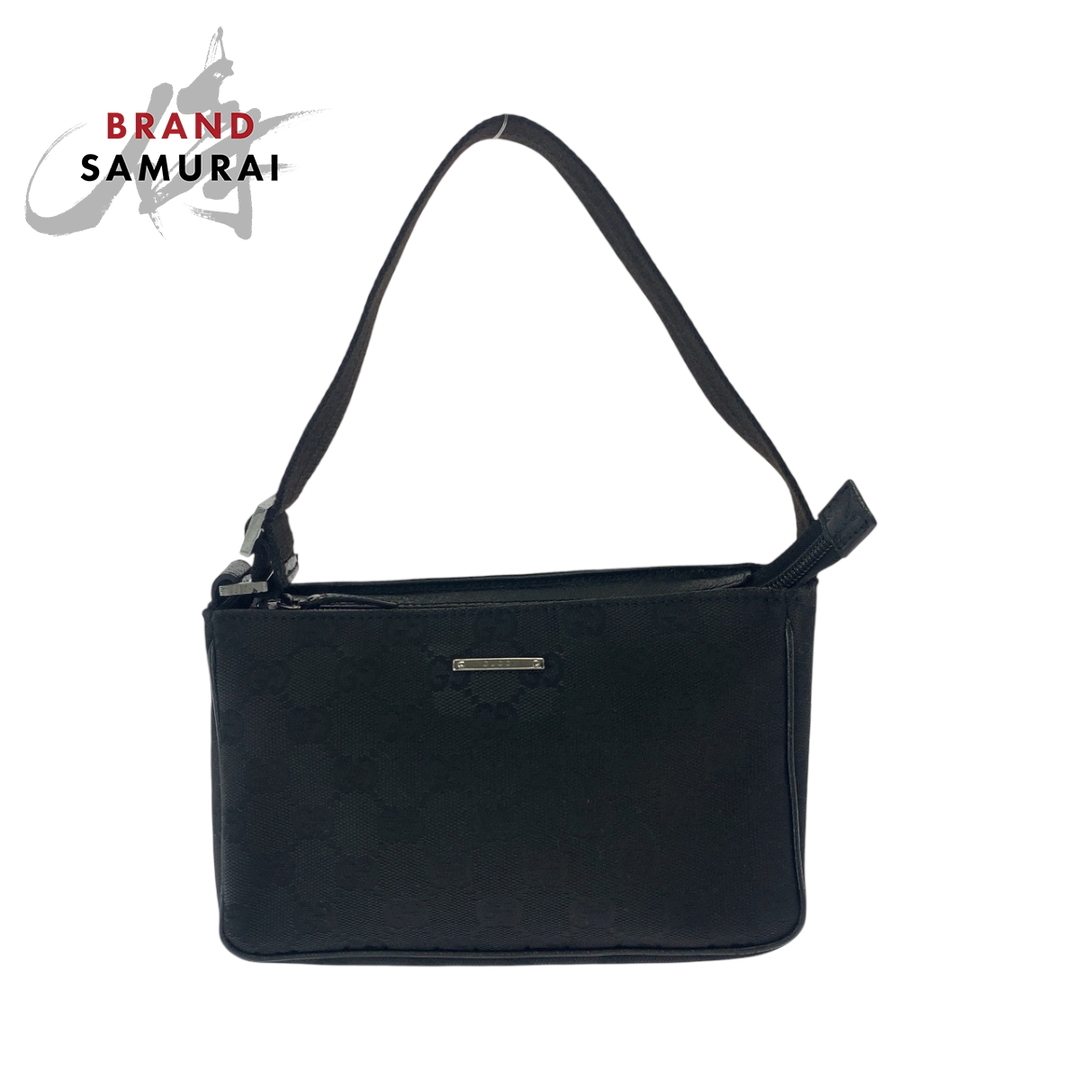 GUCCI - 美品 GUCCI グッチ ブラック 黒 シルバー金具 GGキャンバス 106644 ハンドバッグ アクセサリーポーチ レディース 501762 【中古】