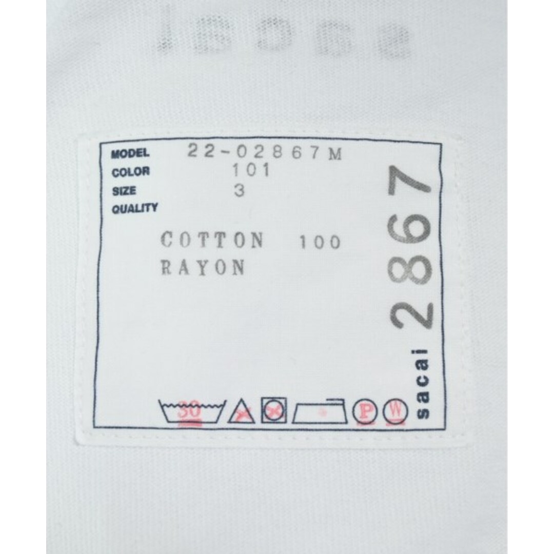 sacai - sacai サカイ Tシャツ・カットソー 3(L位) 白(レース sacai - sacai サカイ Tシャツ・カットソー 3(L位) 白(レース