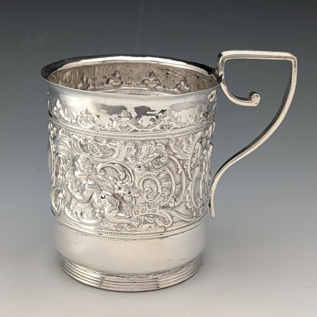 1900年頃 英国アンティーク シルバープレート製 マグカップ JP&S 1900年頃 英国アンティーク シルバープレート製 マグカップ JP&S