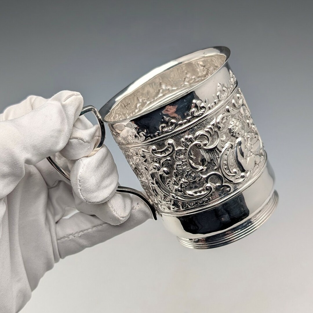 1900年頃 英国アンティーク シルバープレート製 マグカップ JP&S 1900年頃 英国アンティーク シルバープレート製 マグカップ JP&S
