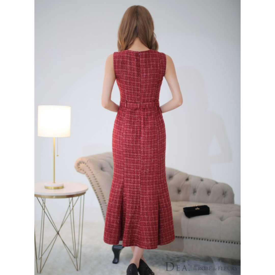 ROBE - DE3232*ツイードマーメイドミモレ丈ドレスnvMの通販 by ROBE - DE3232*ツイードマーメイドミモレ丈ドレスnvMの通販 by