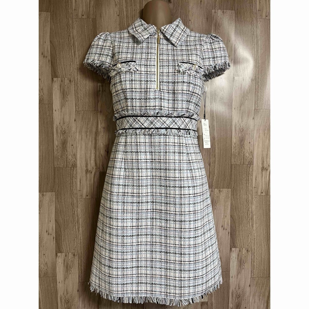 ROBE - DE2733*襟付きフリンジツイードドレスlblLの通販 by ROBE - DE2733*襟付きフリンジツイードドレスlblLの通販 by