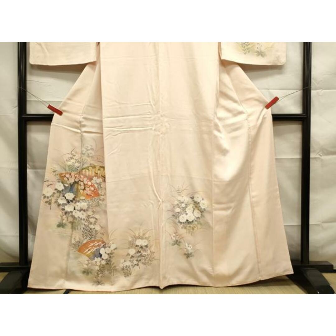 平和屋着物□訪問着 手描き 刺繍 地紙飛鶴花文 暈し染め 金彩 平和屋着物□訪問着 手描き 刺繍 地紙飛鶴花文 暈し染め 金彩