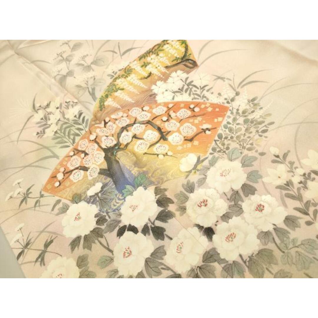 平和屋着物□訪問着 手描き 刺繍 地紙飛鶴花文 暈し染め 金彩 平和屋着物□訪問着 手描き 刺繍 地紙飛鶴花文 暈し染め 金彩